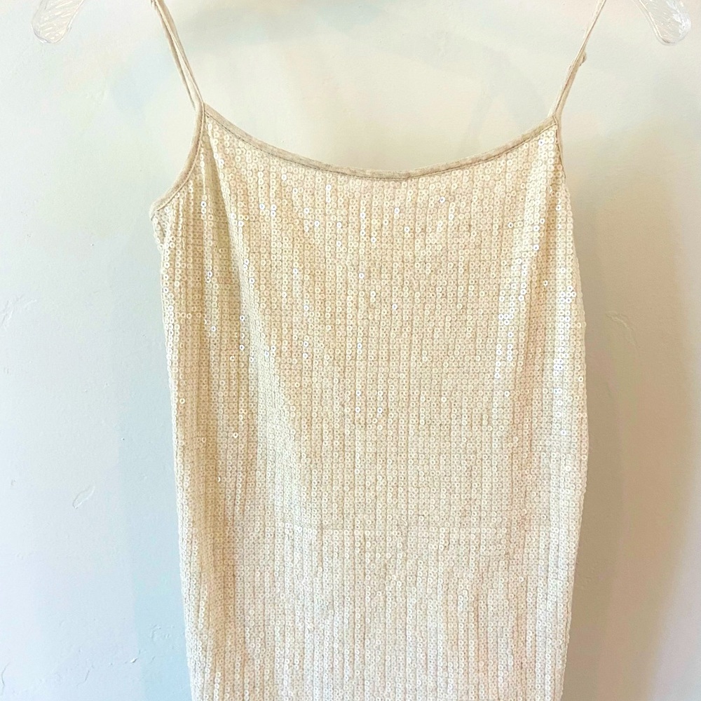 Ann Taylor Loft Cream Sequence Tank Top Sz S